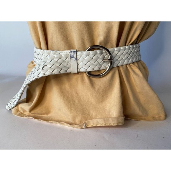 Talbots White Braided Leather Belt Sz Small - Picture 7 of 9